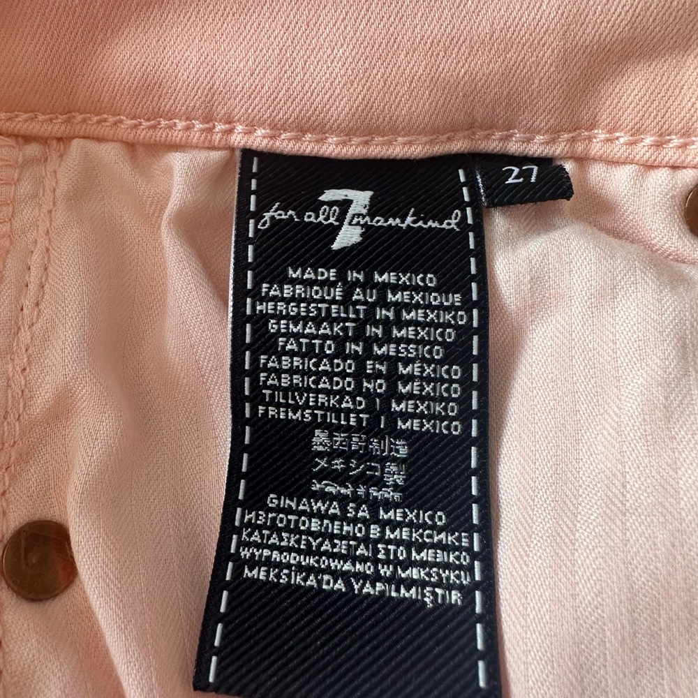 7 For All Mankind Light Pink Denim Size 27